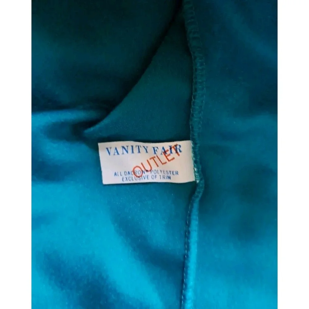 Vanity Fair Bathrobe Size 16 Teal/Brown Velour Midi‎ Length Zipper Retro Vintage